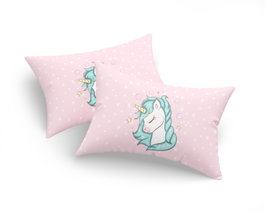 L'essentiel linge de maison Juego 2 Fundas de Almohada Unicorn Dreams Rosa 50x70cm 65% Algodón 35% Poliéster Cierre Sobre
