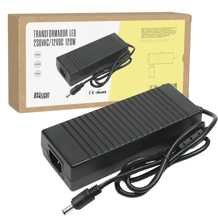 BX3 LIGHT Transformador LED 230VAC/12VDC 120W 10A IP20 Voltaje Constante para Tiras LED BX3-P-120 BX3 LIGHT Transformador LED 230VAC/12VDC 120W 10A IP20 Voltaje Constante para Tiras LED BX3-P-120