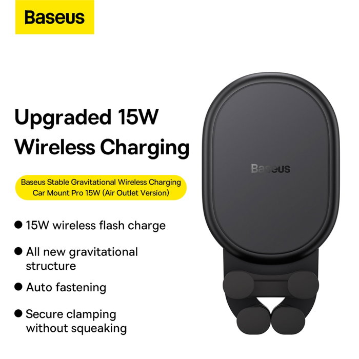 Baseus Stable Gravitational Charging Car Mount Pro 15W - Negro