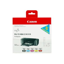 Canon 6402B009 PGI-72 Multipack 5 cartuchos de tinta (Negro, Cyan, Magenta, Amarillo, Rojo) para impresoras Canon