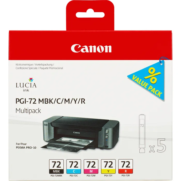 Canon 6402B009 Cartucho de Tinta Multipack Original - Cian, Magenta, Negro Mate, Rojo, Amarillo (5 piezas) - Rendimiento Estándar 1640/710 páginas Canon 6402B009 Cartucho de Tinta Multipack Original - Cian, Magenta, Negro Mate, Rojo, Amarillo (5 piezas) - Rendimiento Estándar 1640/710 páginas