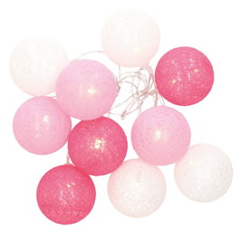 GSC Evolution Guirnalda LED de bolas rosas de algodón, 1,35 m, luz cálida