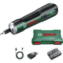 Bosch PushDrive Destornillador inalámbrico con cargador micro USB y 32 puntas