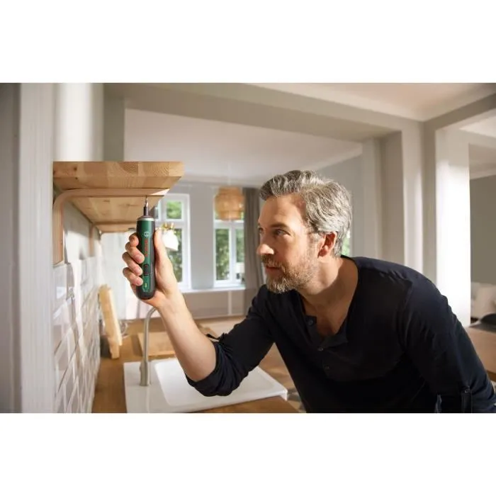 Bosch Destornillador Inalámbrico PushDrive Batería Iones de Litio con Función Push & Go y Portabrocas Magnético