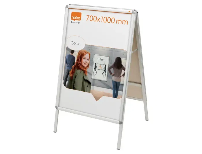 Nobo Caballete publicitario A-Board Premium Plus marco aluminio a presión 700x1000 mm