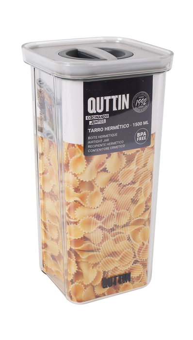 Quttin Tarro Hermetico PET 1500 ml 11.2 x 11.2 x 23 cm (12 Unidades)