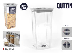 Quttin Tarro Hermetico PET 1500 ml 11.2 x 11.2 x 23 cm (12 Unidades)