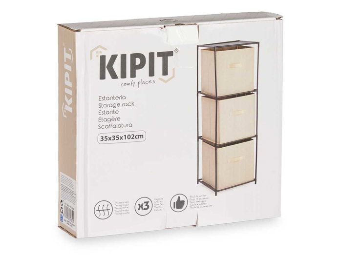 KIPIT Estantería 3 Cajones TNT Natural-Negro