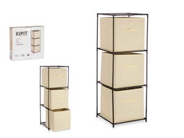 Kipit Estanteria 3 Cajones TNT Natural 32x7.5x32 cm (Set de 6)