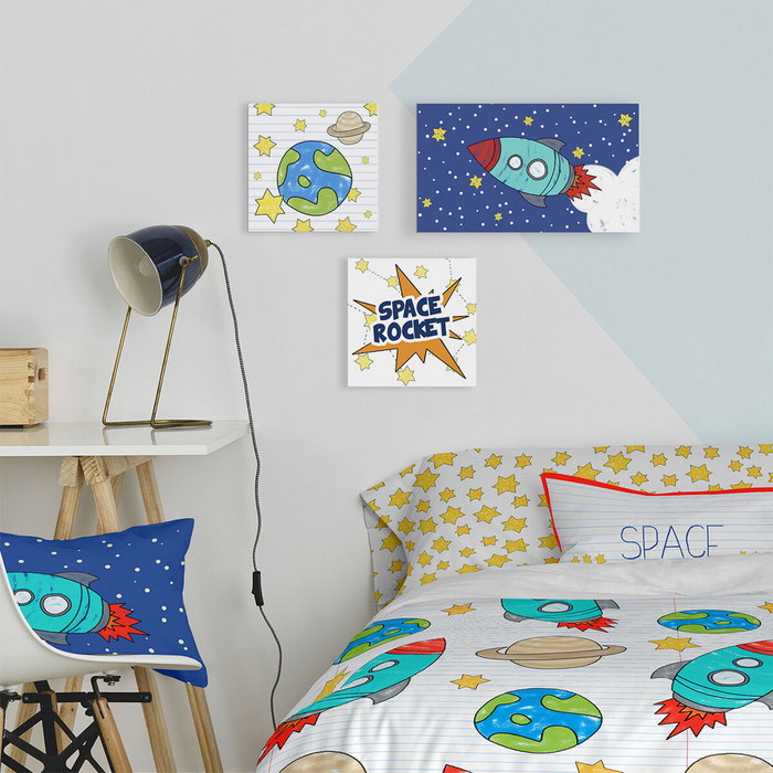 Lienzo HappyFriday Mr Fox Space rocket Multicolor 27 x 27 cm Lienzo HappyFriday Mr Fox Space rocket Multicolor 27 x 27 cm