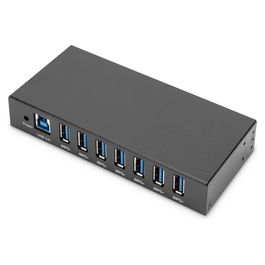 Digitus DA-70258-1 USB 3.0 HUB 7 Puertos USB 3.2 Gen 1 Type-A 5000 Mbit/s Negro Metal
