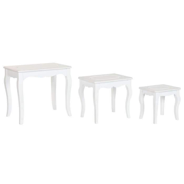 DKD Home Decor Set de 3 Mesitas Auxiliares ALICE MADERA Gris Claro y Blanco DKD Home Decor Set de 3 Mesitas Auxiliares ALICE MADERA Gris Claro y Blanco
