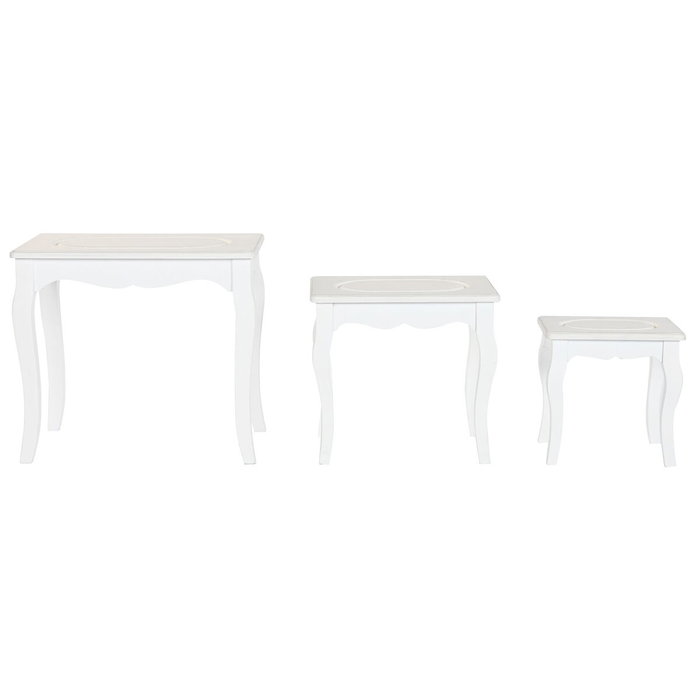 DKD Home Decor Set de 3 Mesitas Auxiliares ALICE MADERA Gris Claro y Blanco DKD Home Decor Set de 3 Mesitas Auxiliares ALICE MADERA Gris Claro y Blanco