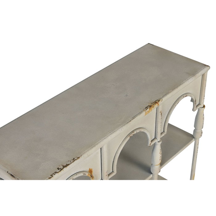 DKD Home Decor Estantería de Metal Envejecida 60x20x70 Blanco Rozado