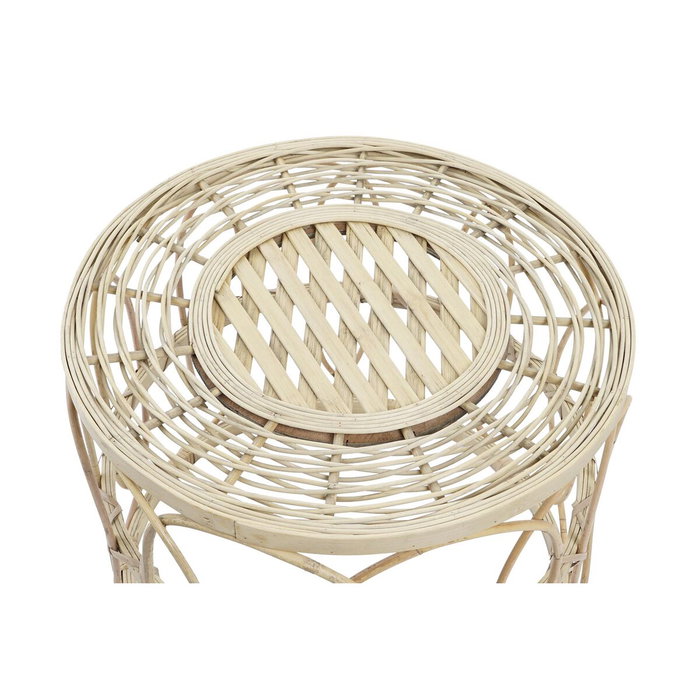 DKD Home Decor Set de 2 Mesitas Auxiliares de Ratán 50x50x41,5 cm Natural