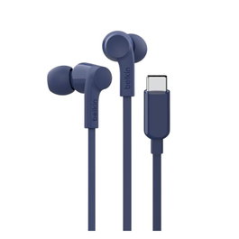 Belkin G3H0002HQBLV2 Auriculares USB-C In-Ear con Limitador de Volumen (85/100 dB), Resistencia IPX5, Almohadillas Multitalla, Cable Azul - Sonido Signature Sound