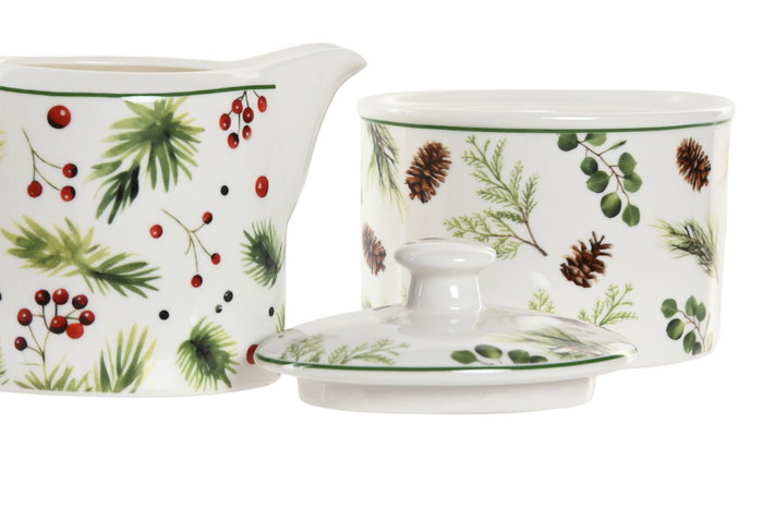 DKD Home Decor Set de 2 Azucareros de Porcelana Acebo 250ml