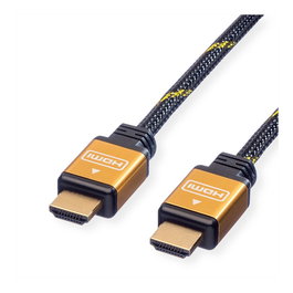 ROLINE Cable HDMI 1m 11.04.5561 con Retorno de Audio (ARC), Conectores Chapados en Oro, Negro