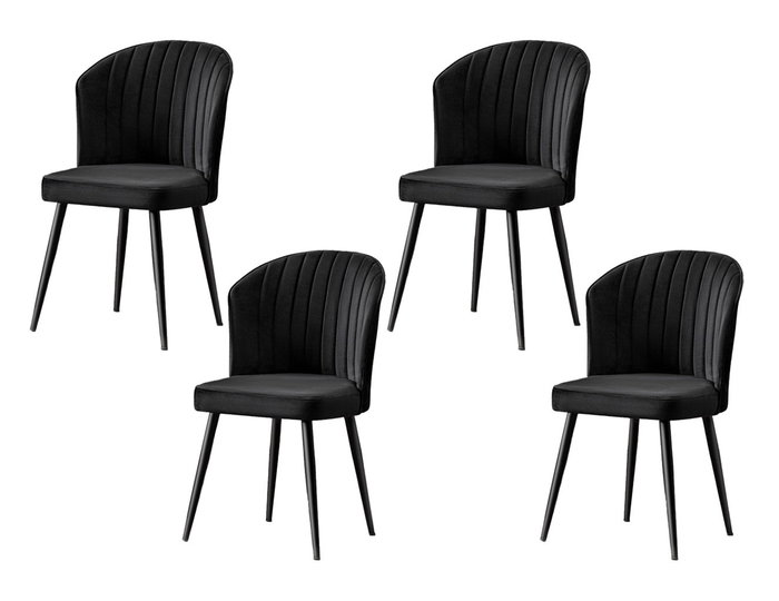Hanah Home Juego de Sillas Negro MDF y Metal 4 Piezas 52x85x42 cm Elegantes y Cómodas
