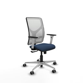 PIQUERAS Y CRESPO Silla de oficina Motilla con mecanismo Sincro, Azul marino y Blanco