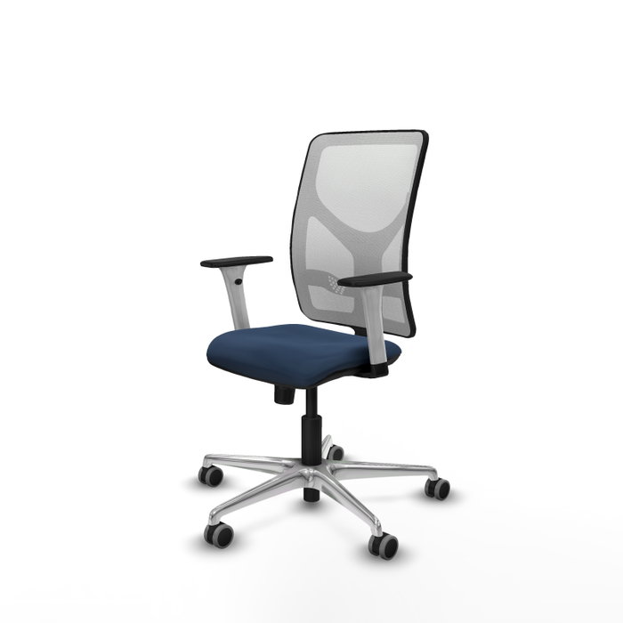 PIQUERAS Y CRESPO Silla de oficina Motilla con mecanismo Sincro, Azul marino y Blanco