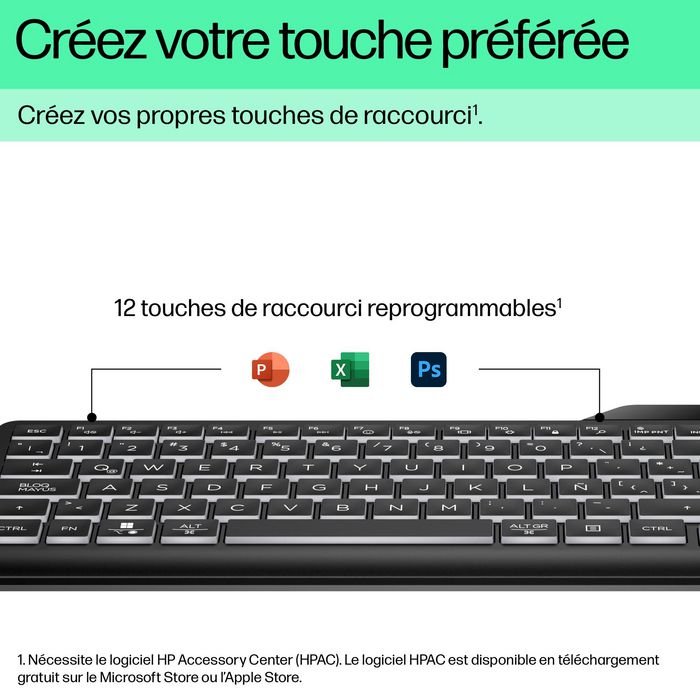 HP 400 Teclado Retroiluminado Alámbrico con Teclas Programables, Diseño Sostenible, Blanco LED, Cable USB-C