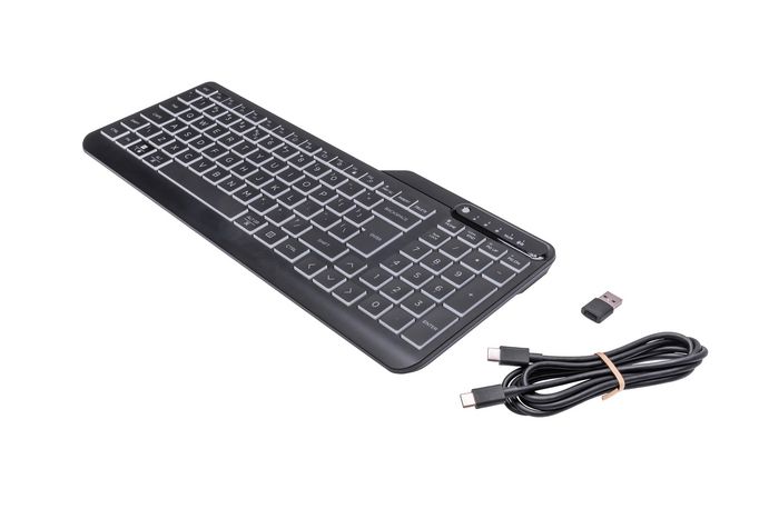 HP 400 Teclado Retroiluminado Alámbrico con Teclas Programables, Diseño Sostenible, Blanco LED, Cable USB-C