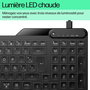 HP 400 Teclado Retroiluminado Alámbrico con Teclas Programables, Diseño Sostenible, Blanco LED, Cable USB-C