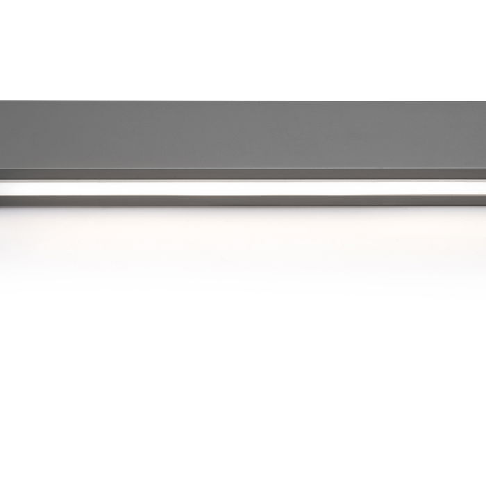 Emuca Kit de barra para armario Luxe, tira LED 4,5x8 Neonlynx V, sensor de movimiento RF Smart y convertidor Smart (24V DC), longitud 1.150mm, Luz blanca cálida 2.700K, Plástico y Aluminio, Titanio