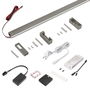 Emuca Kit de barra para armario Luxe, tira LED 4,5x8 Neonlynx V, sensor de movimiento RF Smart y convertidor Smart (24V DC), longitud 1.150mm, Luz blanca cálida 2.700K, Plástico y Aluminio, Titanio