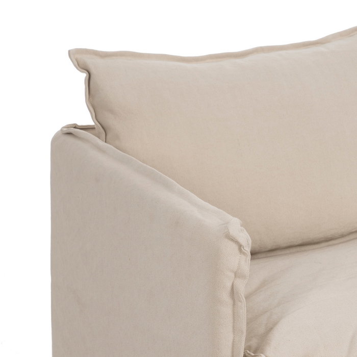 Sofá 2 Plazas Crema Tejido-Madera 180 X 97 X 89 cm Sofá 2 Plazas Crema Tejido-Madera 180 X 97 X 89 cm