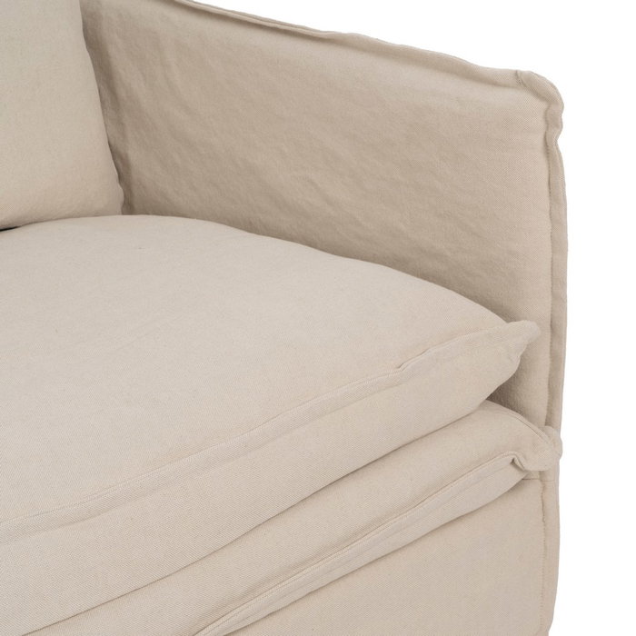 Sofá 2 Plazas Crema Tejido-Madera 180 X 97 X 89 cm Sofá 2 Plazas Crema Tejido-Madera 180 X 97 X 89 cm