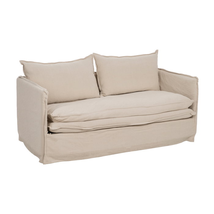 Sofá 2 Plazas Crema Tejido-Madera 180 X 97 X 89 cm Sofá 2 Plazas Crema Tejido-Madera 180 X 97 X 89 cm
