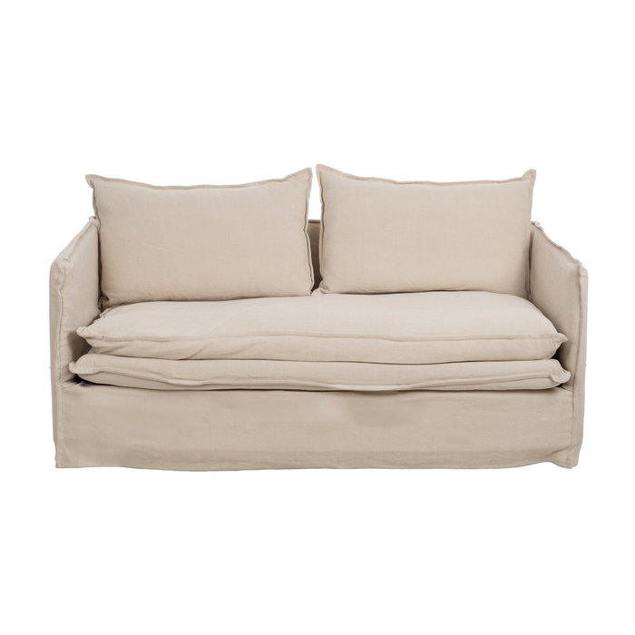 Sofá 2 Plazas Crema Tejido-Madera 180 X 97 X 89 cm Sofá 2 Plazas Crema Tejido-Madera 180 X 97 X 89 cm