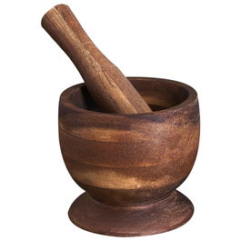 Home Deco Factory Mortero con Mano Acacia, Diámetro 12 cm, Colección Cocooning