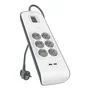 Belkin BSV604VF2M-V2 Regleta con 6 Tomas AC y 2 Puertos USB-A Gris, Blanco