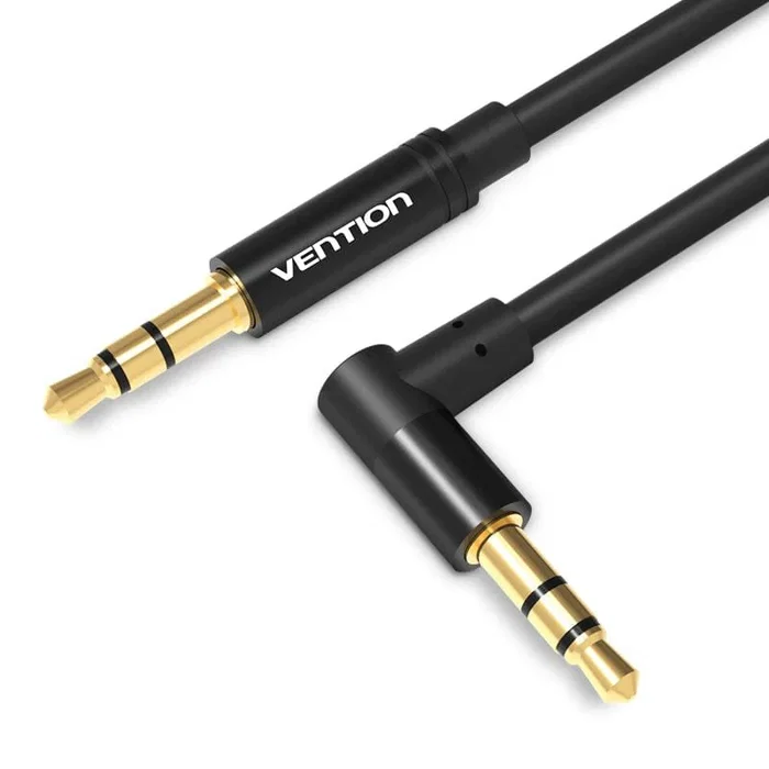 Vention BAKBD-T Cable de Audio Estéreo 3.5mm Macho Angular a Macho Derecho, 0.5 m (50 cm), Negro