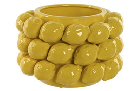 DKD Home Decor Centro de Mesa Gres Limones Amarillo 28x28x20 cm