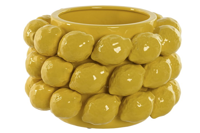 DKD Home Decor Centro de Mesa Gres Limones Amarillo 28x28x20 cm DKD Home Decor Centro de Mesa Gres Limones Amarillo 28x28x20 cm