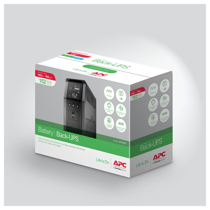 APC Back-UPS Pro BR1600SI SAI 960W 1600VA Line Interactive AVR LCD