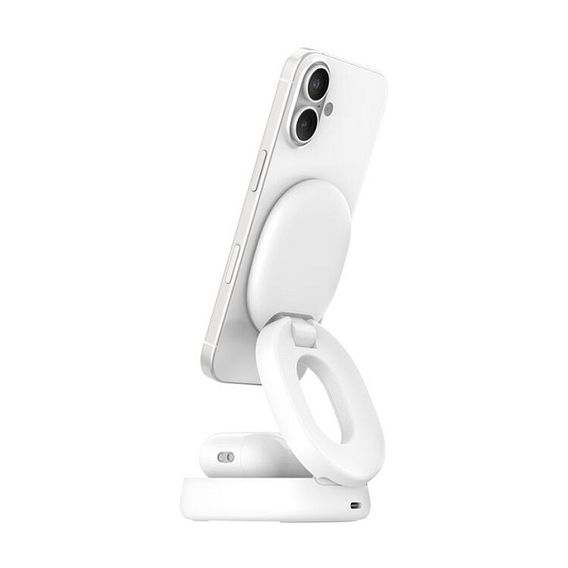 Belkin WIZ035kqWH Cargador Inalámbrico 2 en 1 Ajustable con MagSafe y Qi2, Blanco Belkin WIZ035kqWH Cargador Inalámbrico 2 en 1 Ajustable con MagSafe y Qi2, Blanco