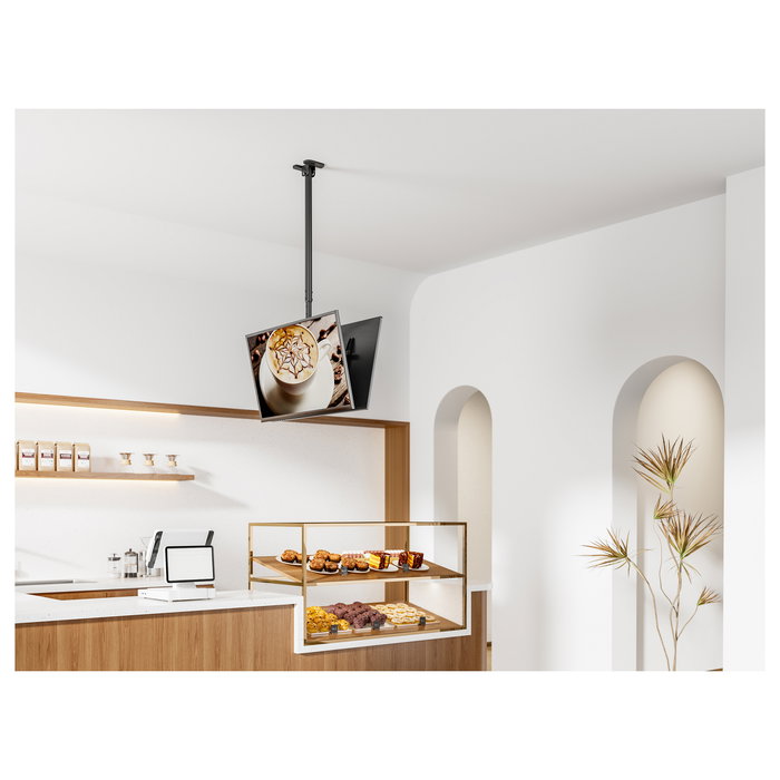 EQUIP Soporte Techo 43-86 Pulgadas 2 Monitores Hasta 50Kg Cada Uno Rotacion 360 Grados 650377 Negro