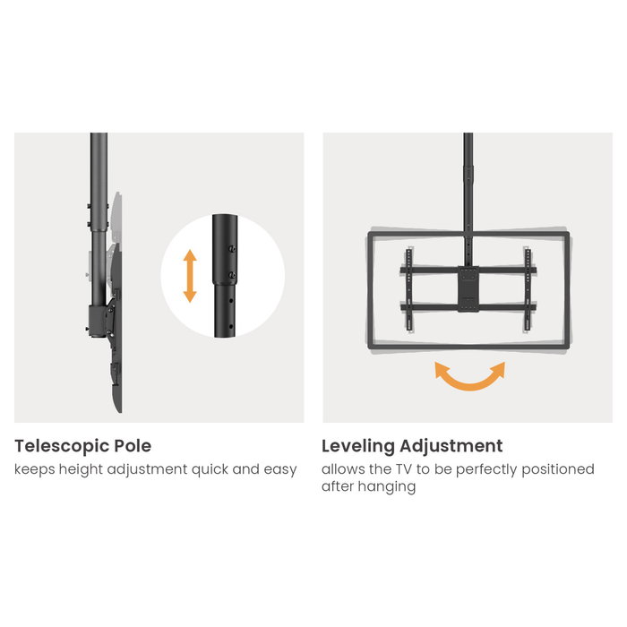 EQUIP Soporte Techo 43-86 Pulgadas 2 Monitores Hasta 50Kg Cada Uno Rotacion 360 Grados 650377 Negro