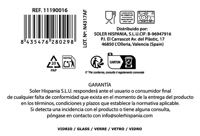 La Mediterranea Vaso Trikua 275 cc Ø8x9 cm (48 Unidades) La Mediterranea Vaso Trikua 275 cc Ø8x9 cm (48 Unidades)