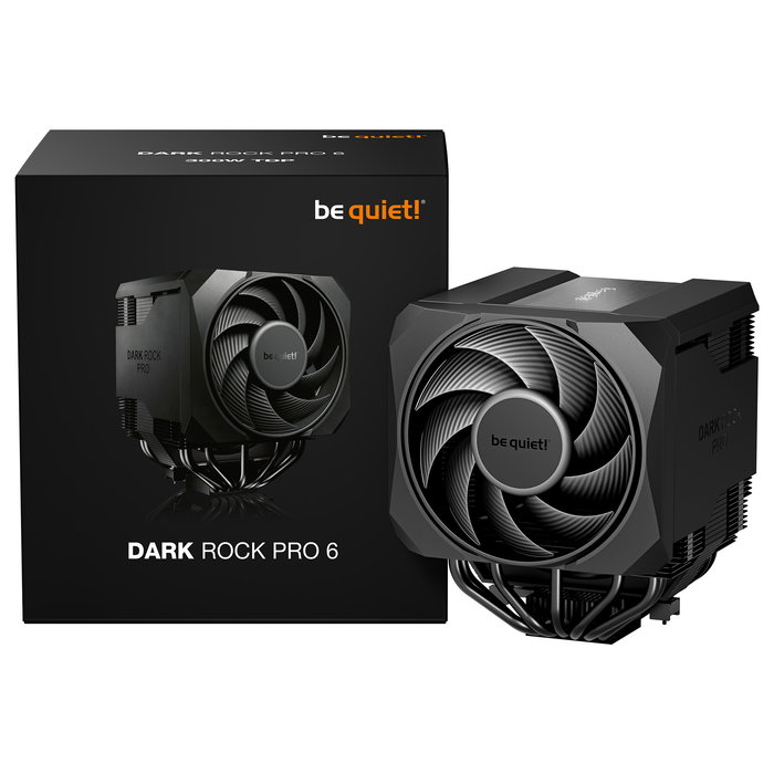 be quiet! Dark Rock Pro 6 Refrigerador de aire para CPU AMD AM5/AM4 e Intel 1851/1700/1200/1151/1155/1150, 2 ventiladores 120/135 mm, Negro