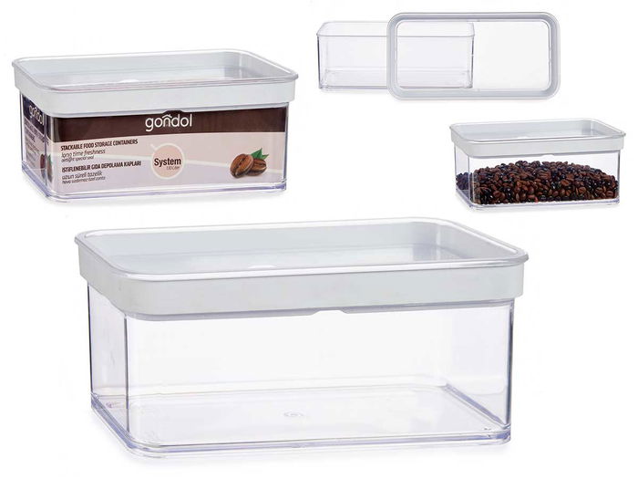 Gondol Tarro Plástico Hermético Rectangular 1.1L Transparente 10.5x9x21 cm (Set de 18) Gondol Tarro Plástico Hermético Rectangular 1.1L Transparente 10.5x9x21 cm (Set de 18)