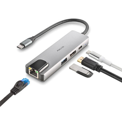 NGS WonderDock Supra Hub USB-C 4 en 1 con HDMI 4K, USB 3.0, USB-C PD 100W y RJ45