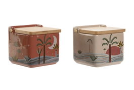 DKD Home Decor Salero Boho Terracota Beige 12.5 x 12 x 14 cm (2 Unidades)