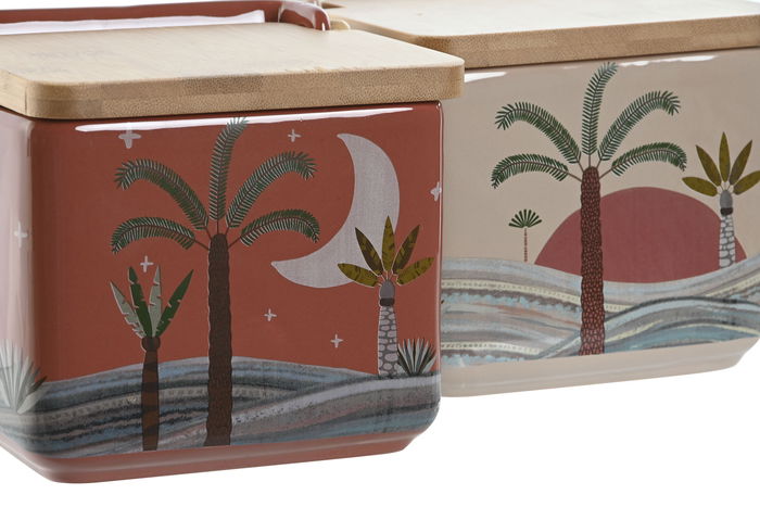 DKD Home Decor Salero Boho Terracota Beige 12.5 x 12 x 14 cm (2 Unidades)