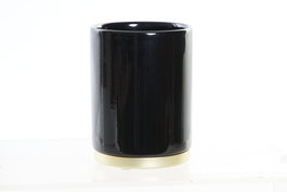 DKD Home Decor Vaso Negro Dorado Gres Metal Colonial Glam 8 x 10 x 8 cm (2 Unidades)
